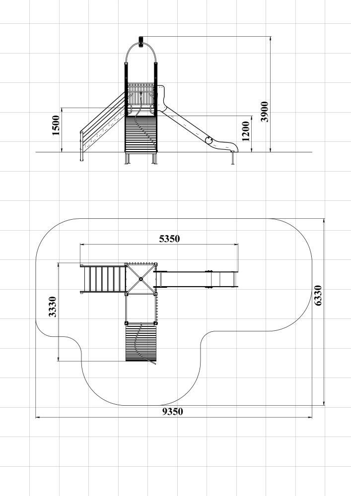 ДИК 1.225-ДЕРЕВО Детский игровой комплекс Горка с трапом Н=1500