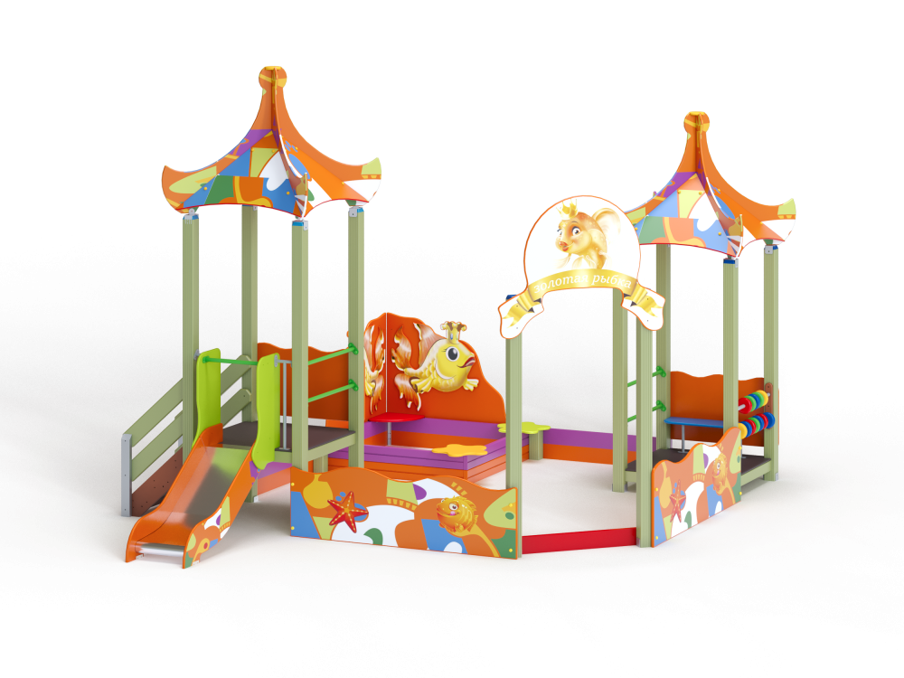 МФ 3.303 Песочный дворик Золотая рыбка с горкой Граффити