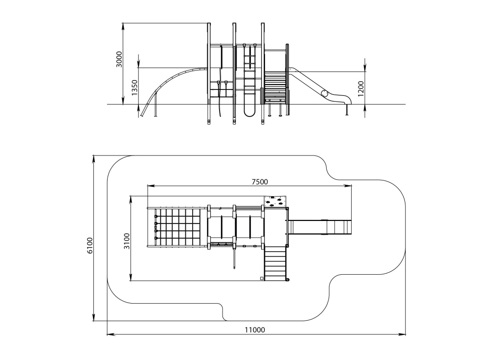УК 7.927.01 Флекс башня с туннелем и горкой нерж