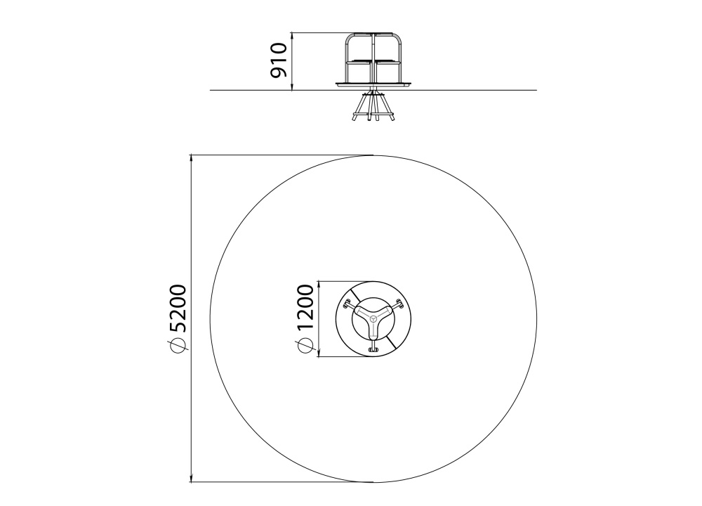 ДИО 2.29.01 Карусель трехместная со столиком нерж