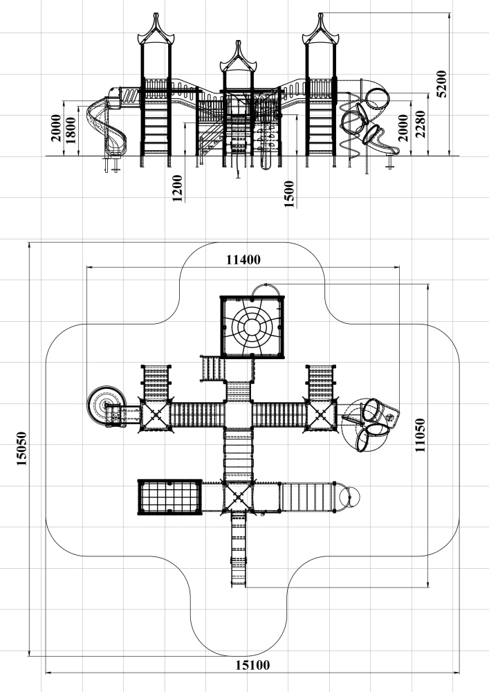 ДИК 5.053-ДПК Детский игровой комплекс Н=1500 мм, 1800 мм, 2000 мм
