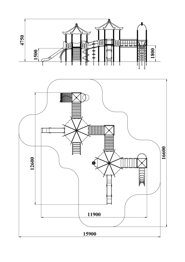 ДИК 4.183-ДПК Детский игровой комплекс Н=1500 мм,1800 мм