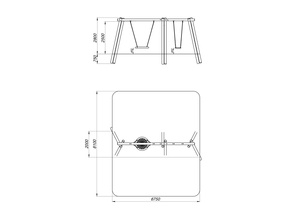 ДП 5.162 Качели двойные из бревен гнездо и 1 сиденье