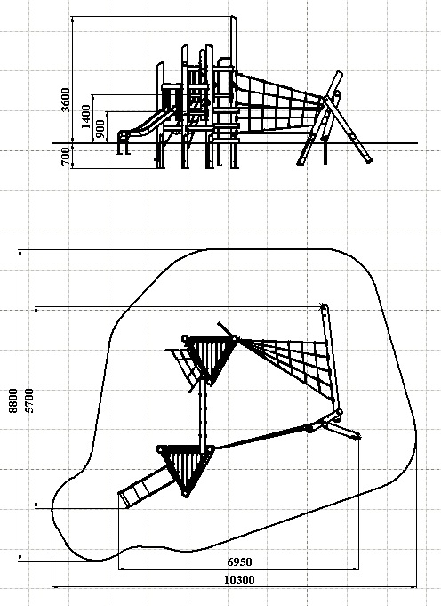 ДП 4.130-К Комплекс из бревен с горкой нержавеющей из двух башен