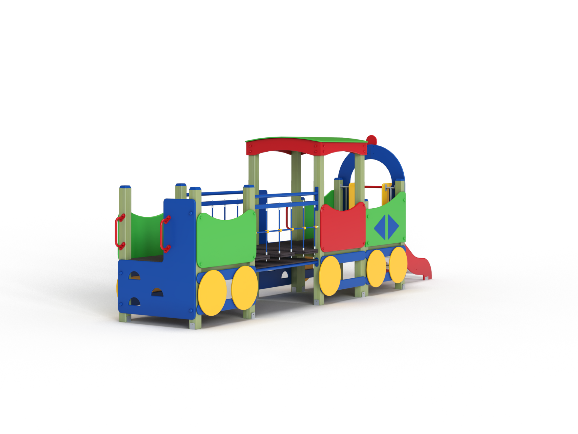 МФ 4.04-ДЕРЕВО Паровоз с 1 вагоном и горкой Н=700 мм