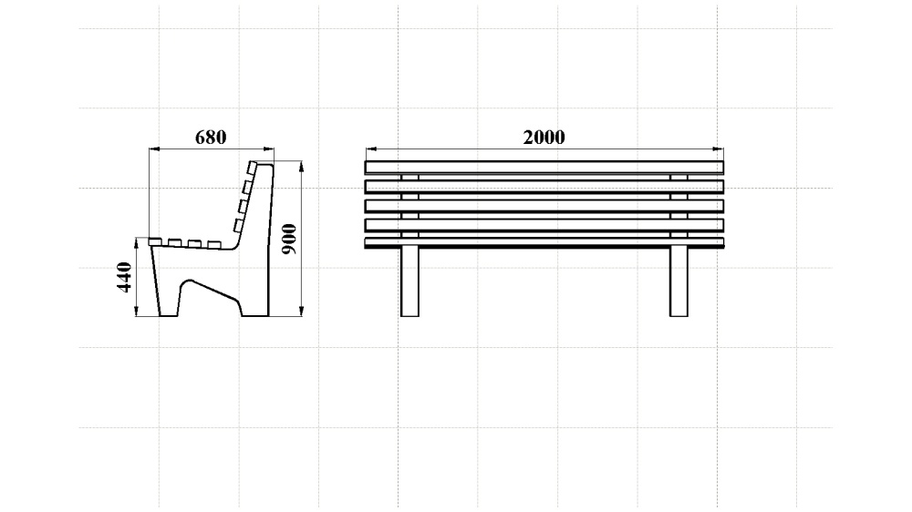 МФ 1.14 Лавочка бетонная со спинкой
