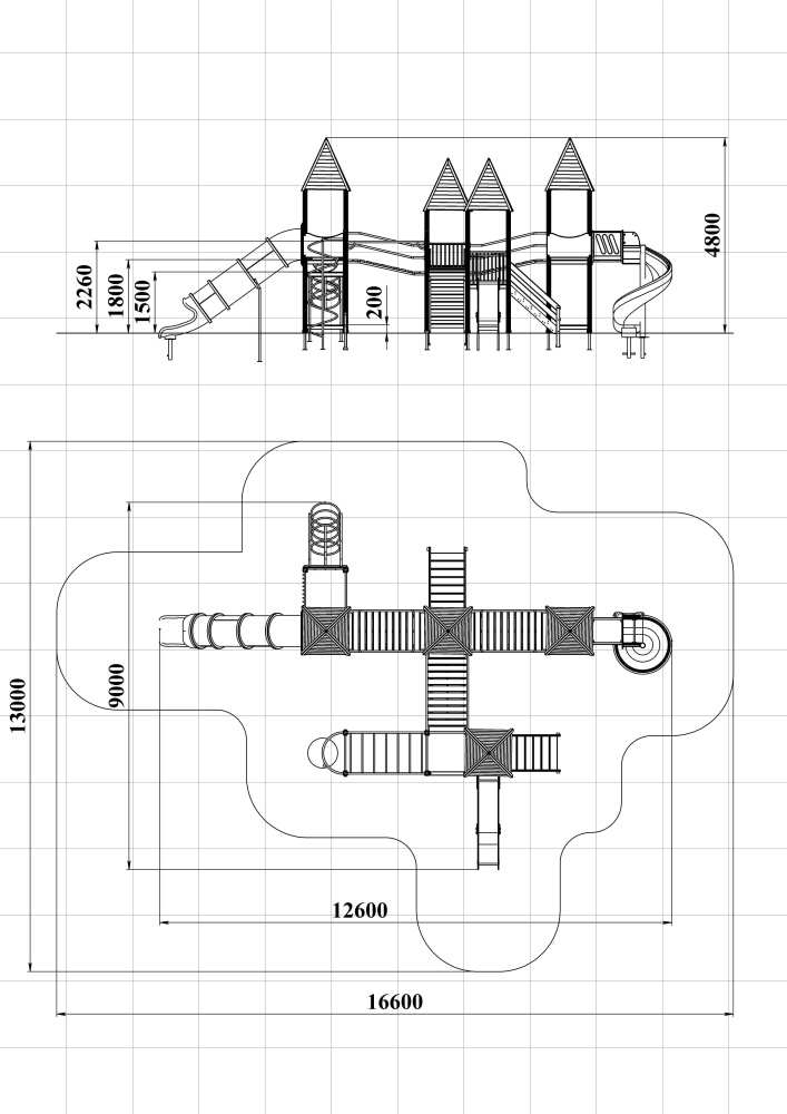 ДИК 4.173-ДПК Детский игровой комплекс Н=1200 мм, 1500 мм, 1800 мм