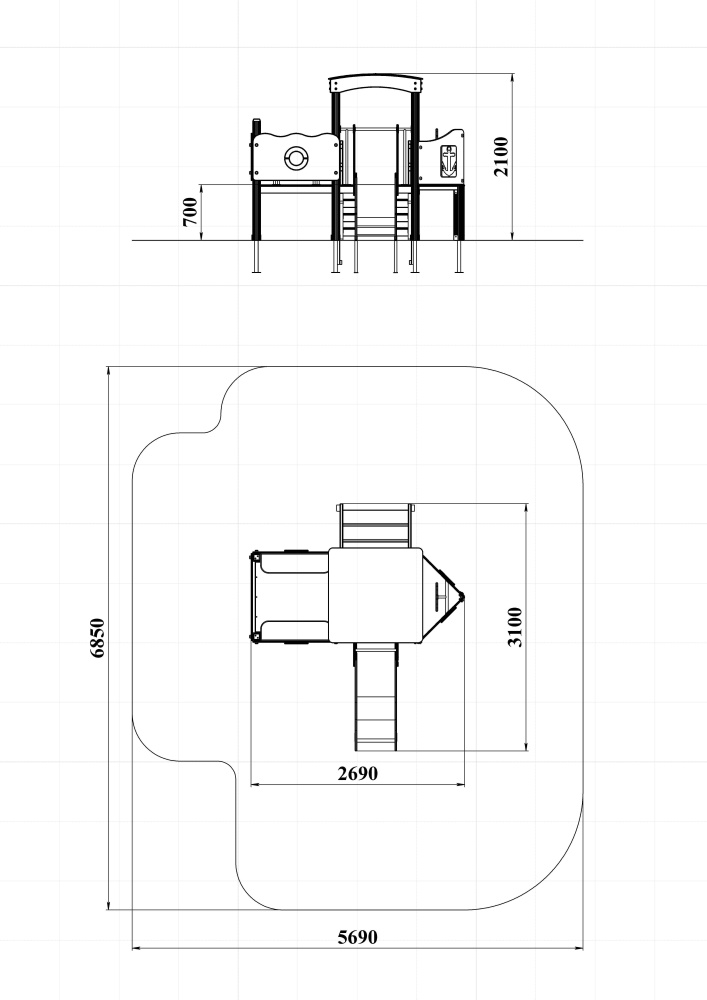 МФ 4.091 Горка Кораблик H=700 мм Граффити