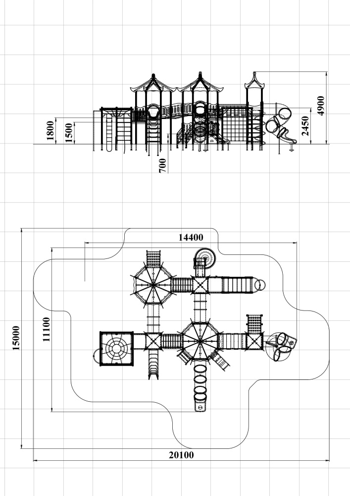 ДИК 5.06-ДПК Детский игровой комплекс Н=700 мм, 1500 мм, 2000 мм