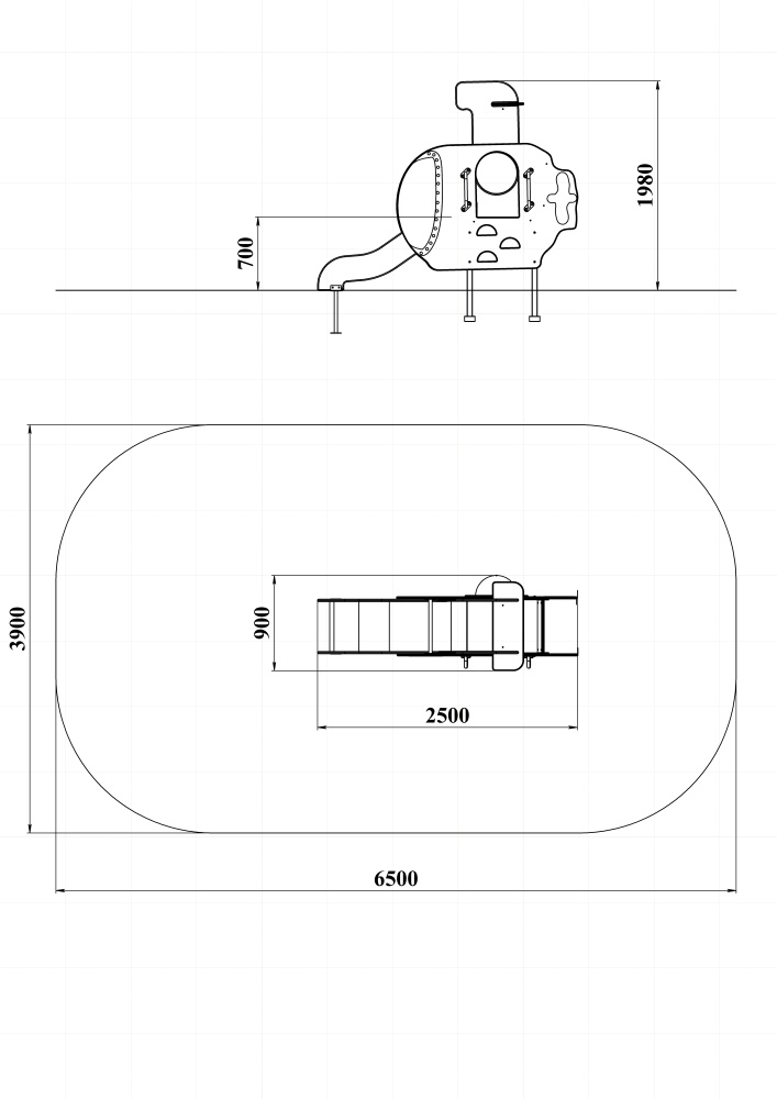 МФ 4.13 Подводная лодка с горкой Н=700 мм