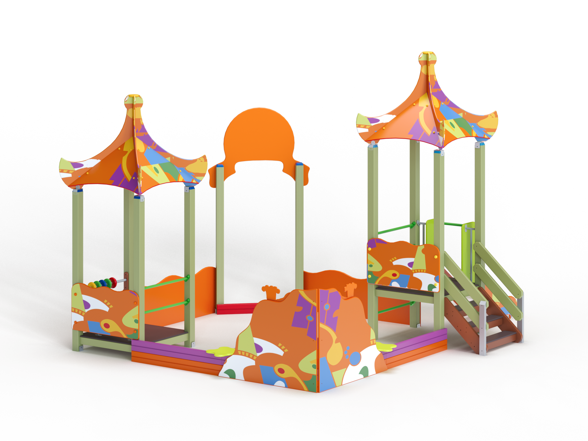 МФ 3.303 Песочный дворик Золотая рыбка с горкой Граффити