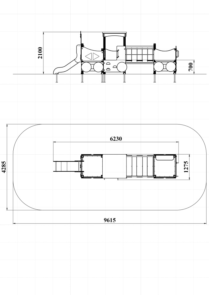МФ 4.04-ДЕРЕВО Паровоз с 1 вагоном и горкой Н=700 мм