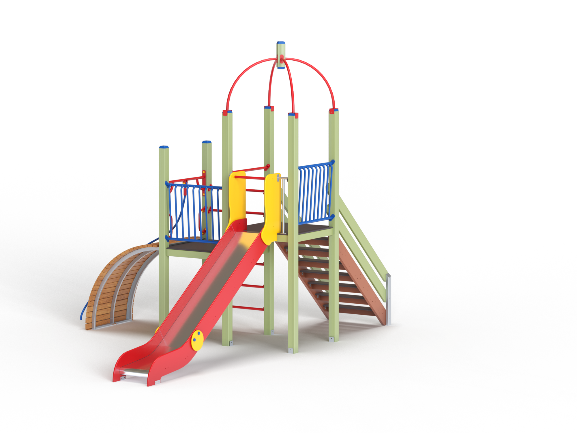 ДИК 1.225-ДЕРЕВО Детский игровой комплекс Горка с трапом Н=1500