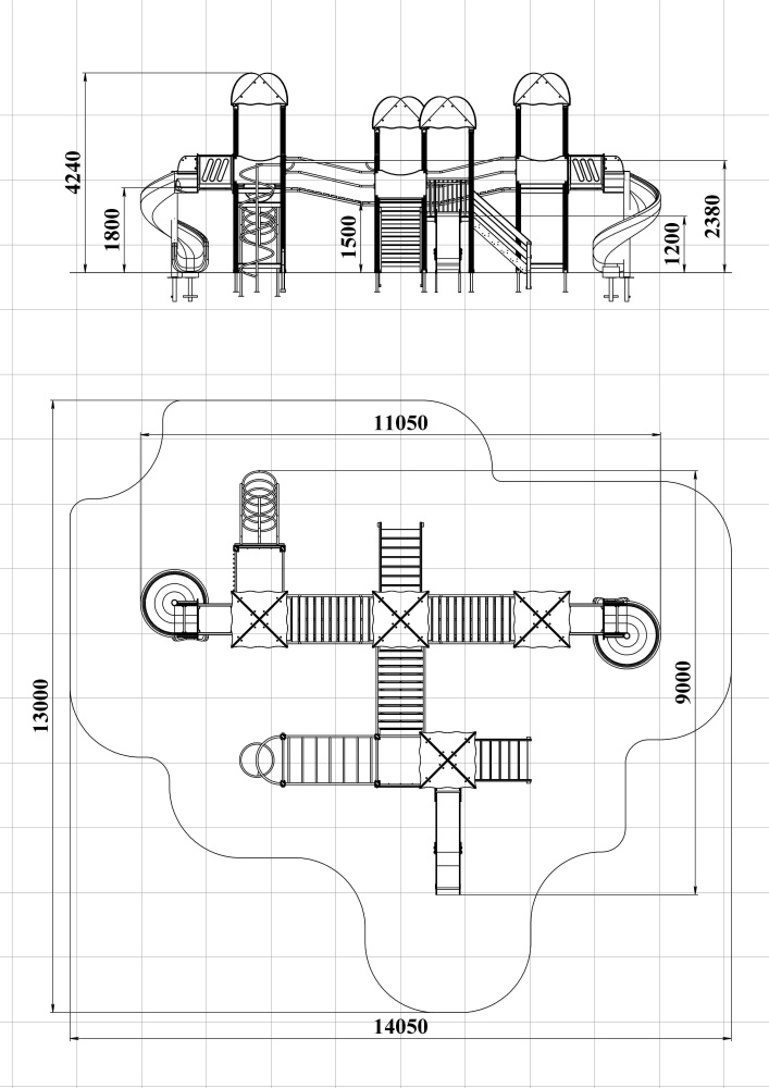 ДИК 4.177-ДПК Детский игровой комплекс Н=1200 мм, 1500 мм, 1800 мм