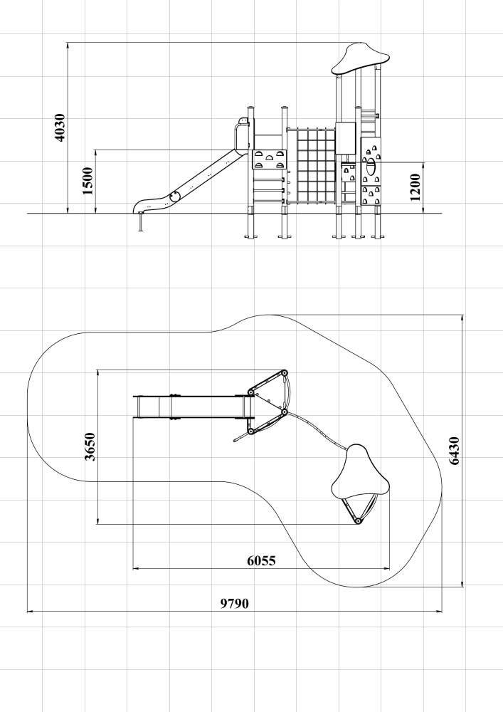 ДИК 2.105-К Детский игровой комплекс на круглых столбах Н=1500 мм