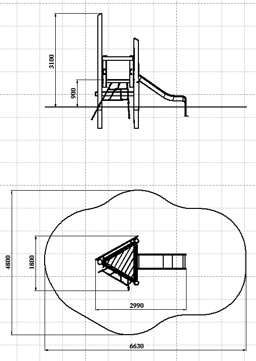 ДП 4.130-КВ01 Комплекс из бревен с горкой нержавеющей 900