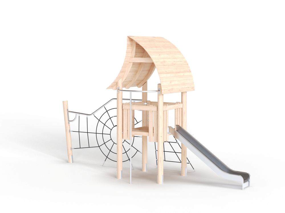 ДП 4.130-В15 Домик из бревен с горкой нержавеющей