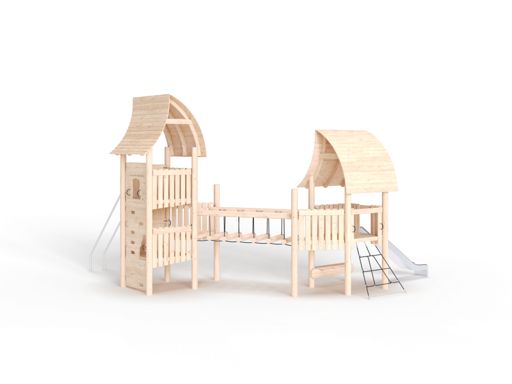 МФ 8.710.01 Два домика из дерева с мостом и горкой