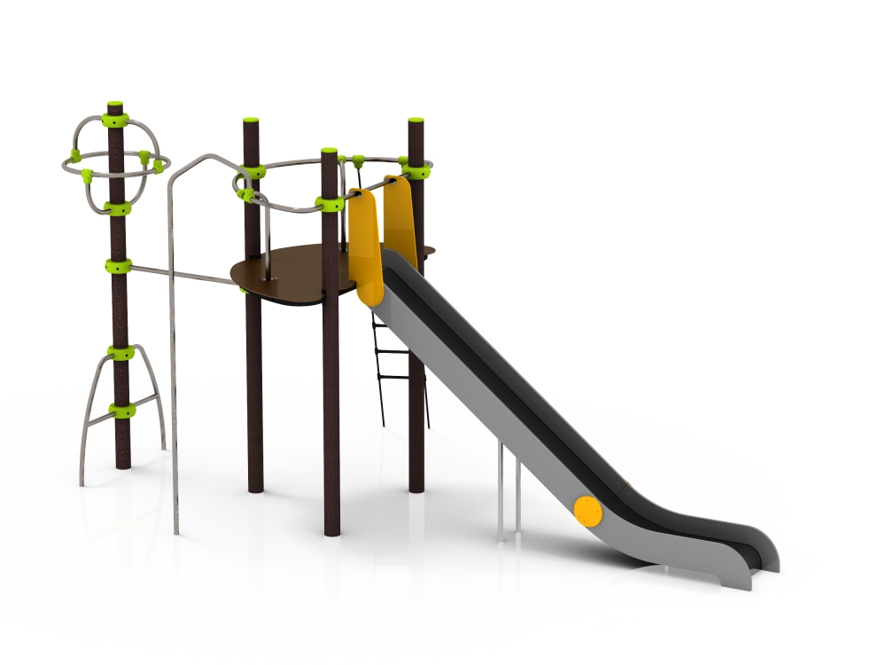 УК 7.110.01 Башня с горкой и  гимнастическим столбом нерж