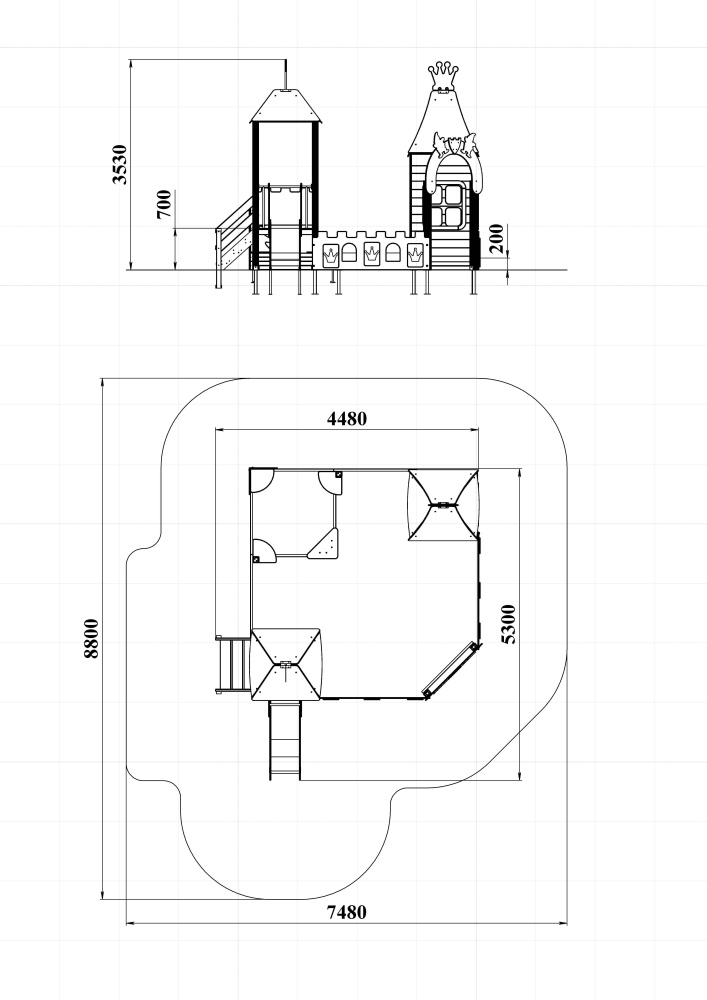 МФ 3.26-ДЕРЕВО Песочный дворик с горкой Н=700 мм