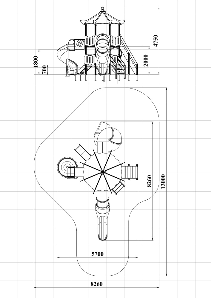 ДИК 9.155-ДПК Детский игровой комплекс Н=700 мм, 2000 мм