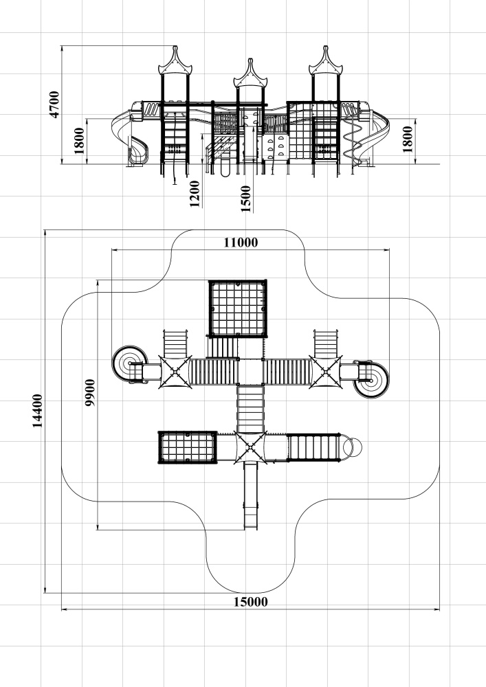 ДИК 5.054 Детский игровой комплекс Н=1500 мм, 1800 мм