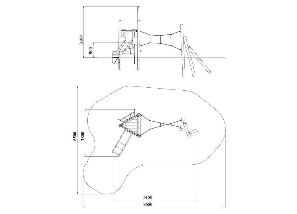 ДП 4.130-В03 Комплекс из бревен с горкой нержавеющей