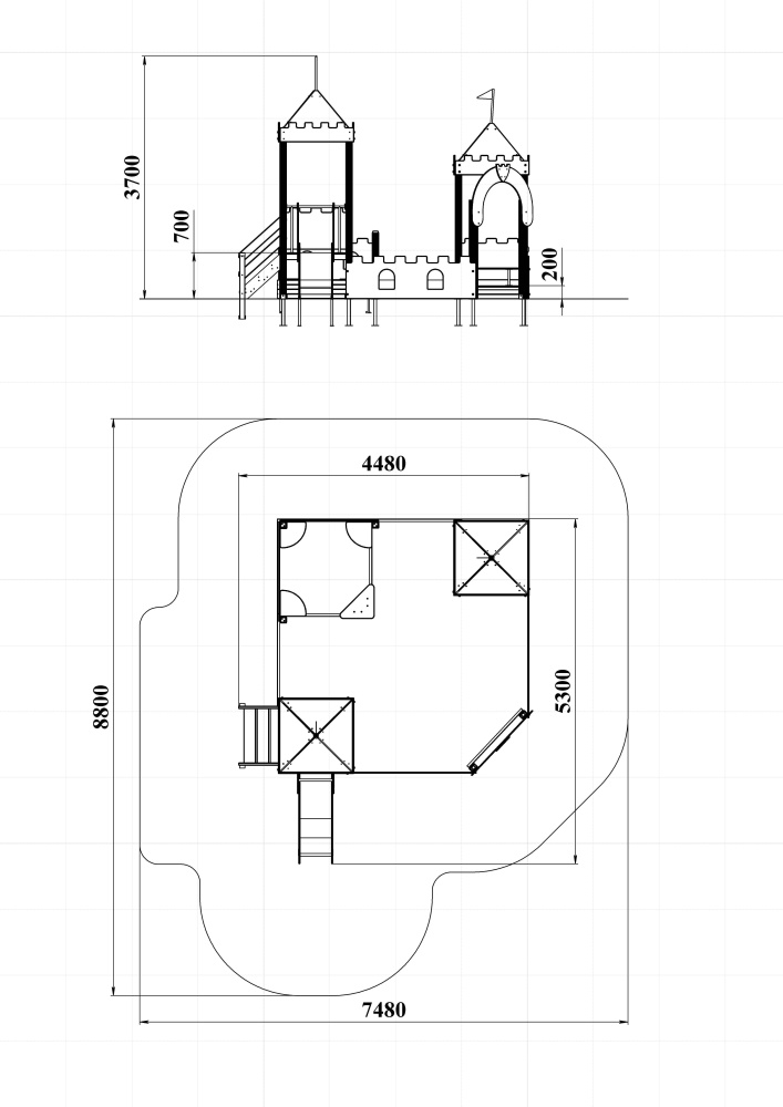 МФ 3.232 Песочный дворик с горкой Н=700 мм