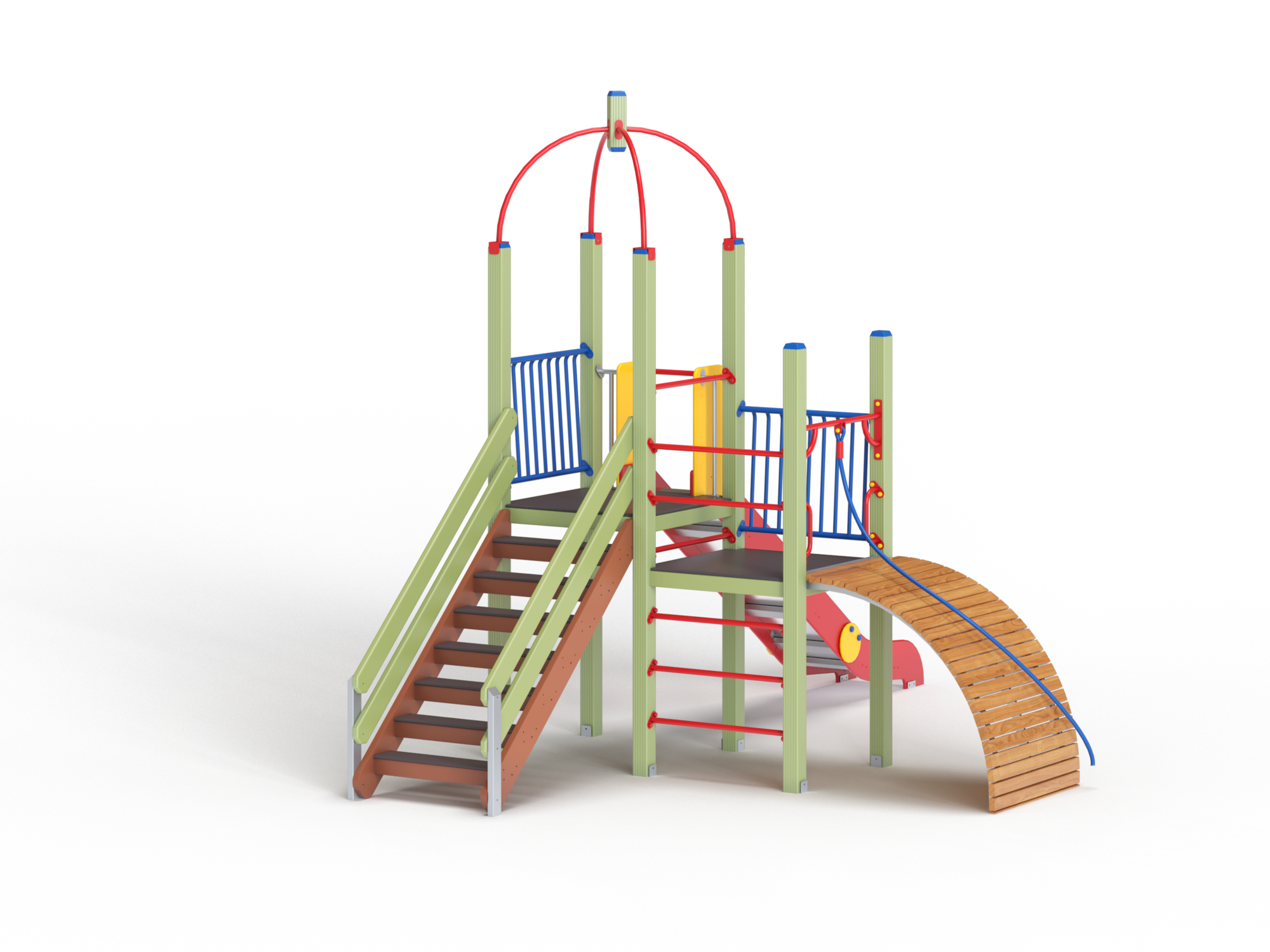 ДИК 1.225-ДЕРЕВО Детский игровой комплекс Горка с трапом Н=1500