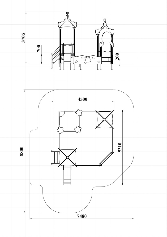 МФ 3.303 Песочный дворик Золотая рыбка с горкой Граффити