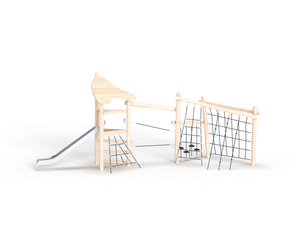 ДП 4.133-К Комплекс из бревен с горкой нержавеющей с сетками