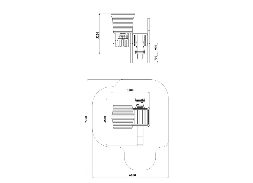 МФ 8.702.01 Домик из дерева с  крышей и горкой