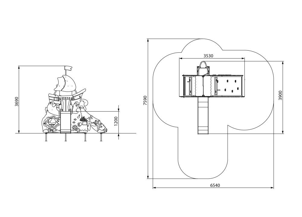 МФ 8.103.11 Домик с горкой двухстороний рыбка и озеро