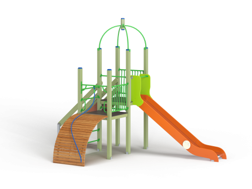 ДИК 1.225-ДЕРЕВО Детский игровой комплекс Горка с трапом Н=1500