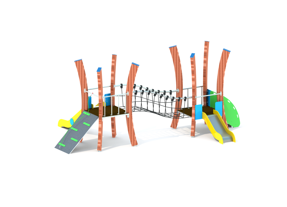 УК 7.926.01 Флекс две башни с горкой и мостиком нерж