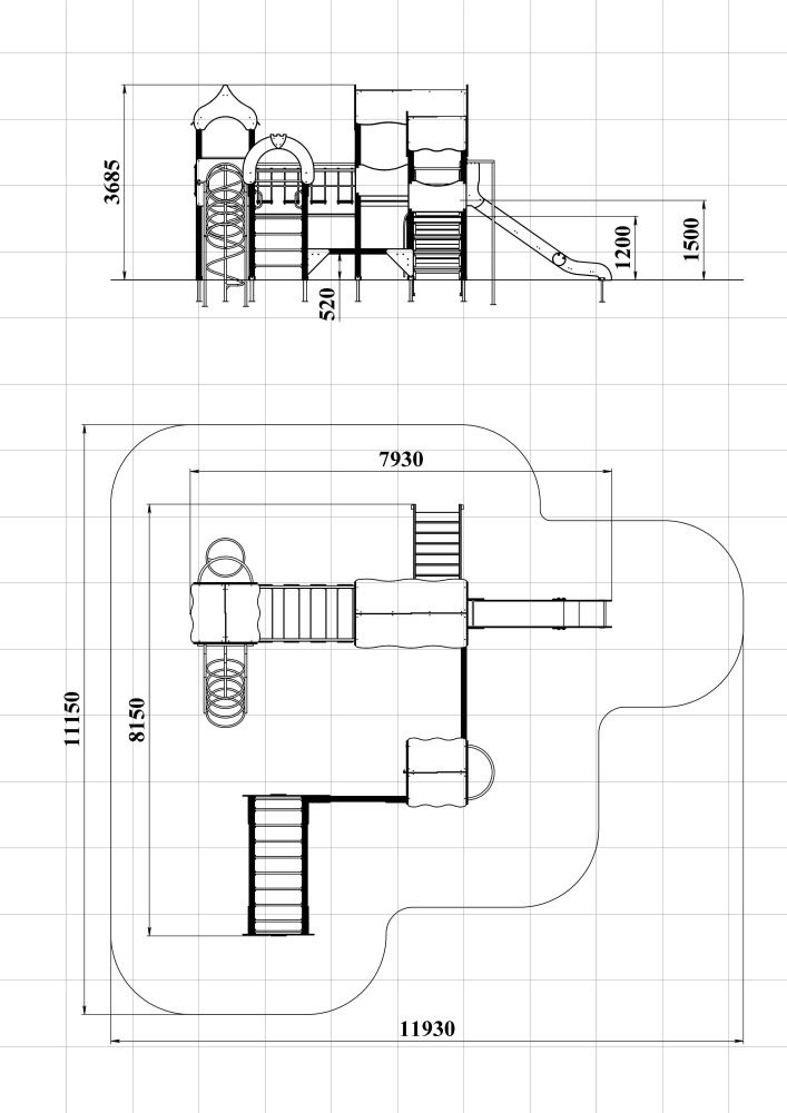ДИК 3.181 Детский игровой комплекс Н=1500 мм граффити