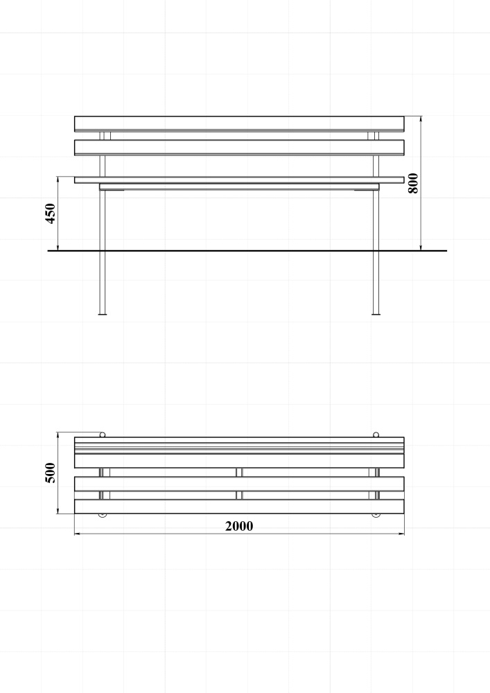 МФ 1.07 Лавочка со спинкой разборная 2 метра
