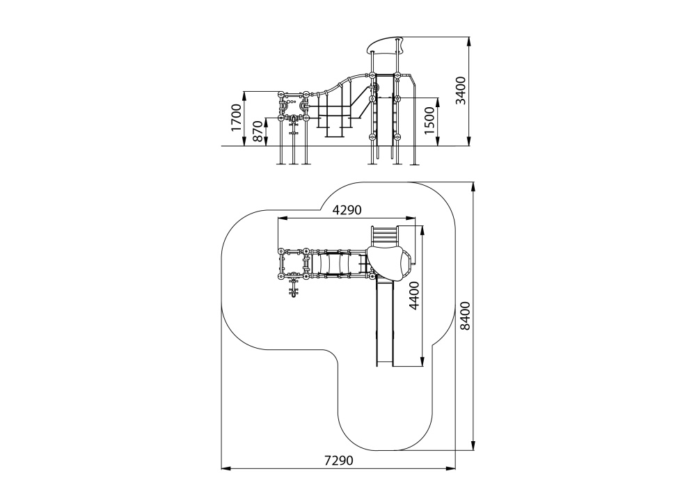 УК 7.504.11 Горка с подвесными ступенями цинк