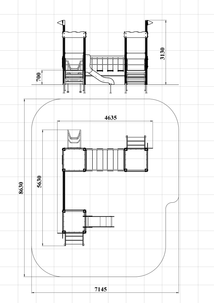 ДИК 3.121 Детский игровой комплекс Граффити Н=700 мм