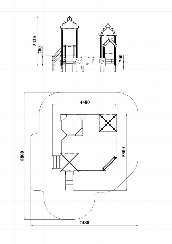 МФ 3.22 Песочный дворик с горкой H=700мм