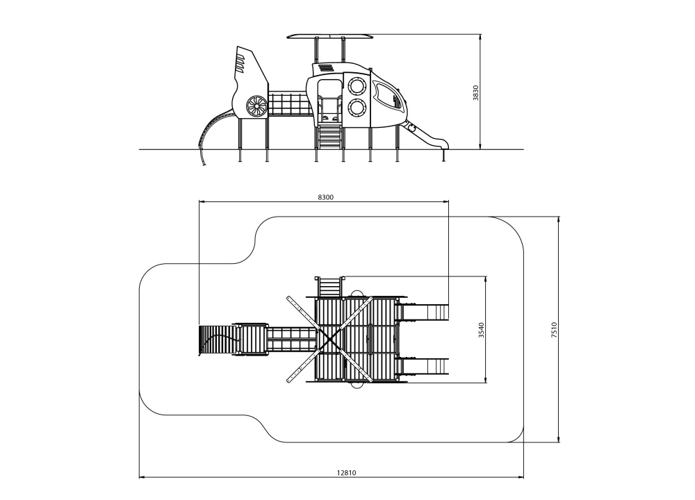 ДИК 2.38 Детский игровой комплекс Вертолет с двумя горками