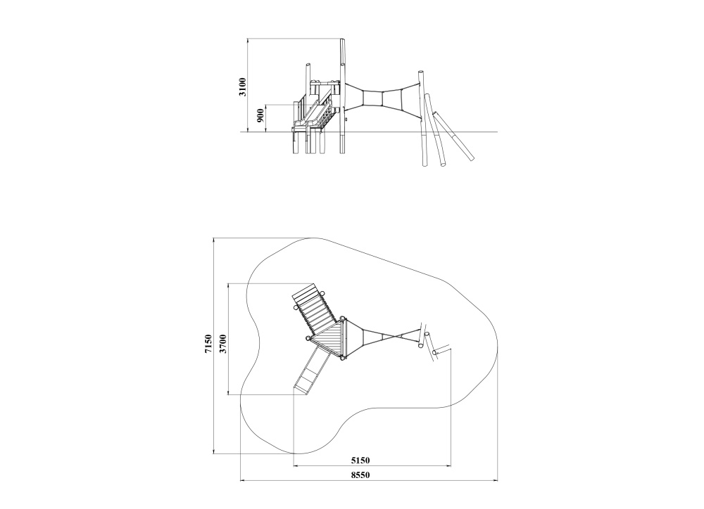 ДП 4.130-КВ04 Комплекс из бревен с лестницей и горкой нержавеющей