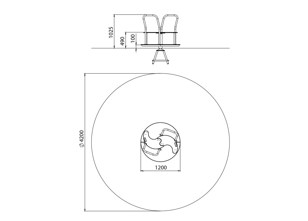 ДИО 2.25.01 Карусель с нержавеющими поручнями нерж