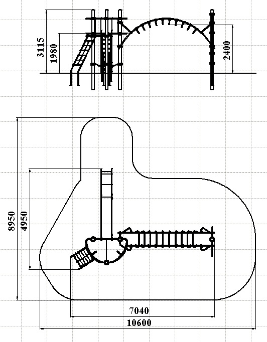 УК 7.113.11 Башня с горкой и рукоходом цинк