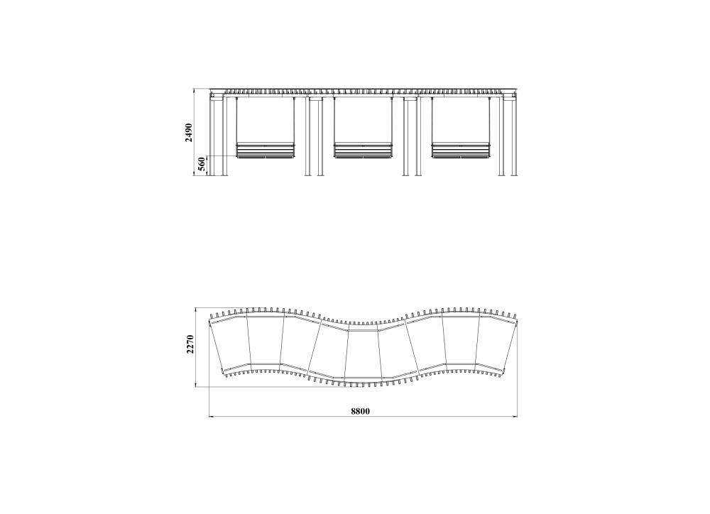МФ 9.253 Пергола волна с подвесами 8,8 метра