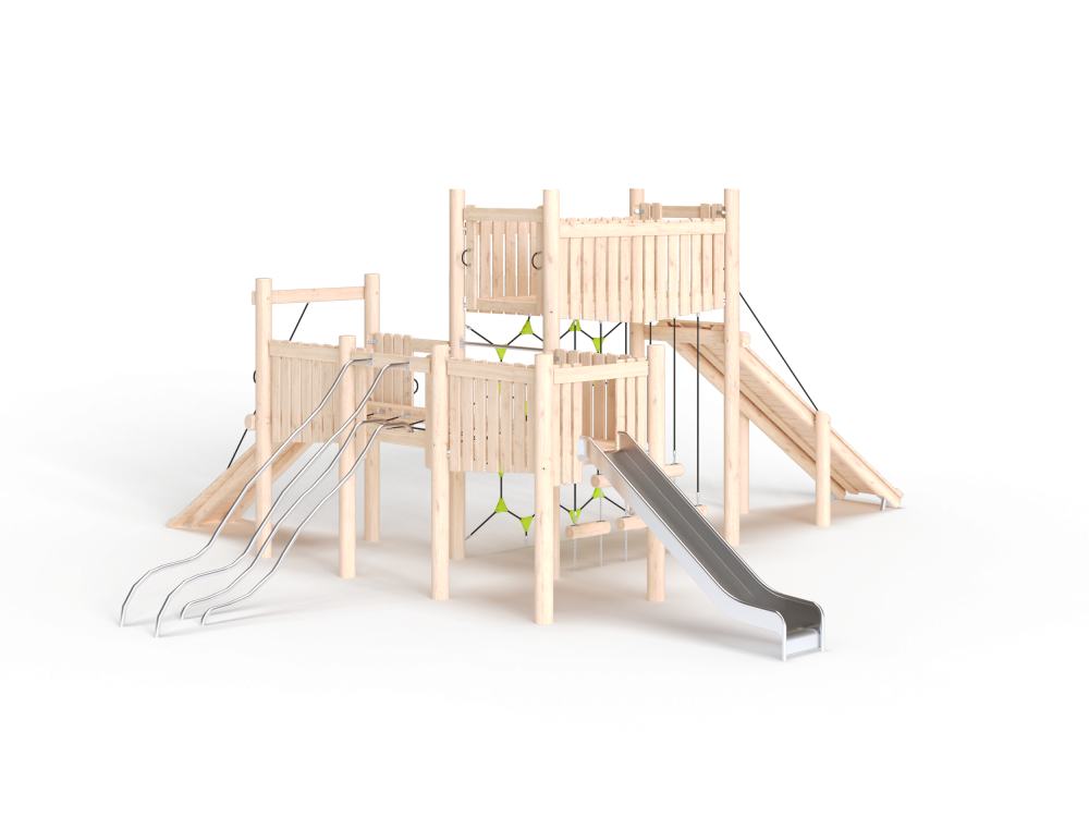 ДП 4.144-К Башня с горкой и сетками с мостами на бревнах