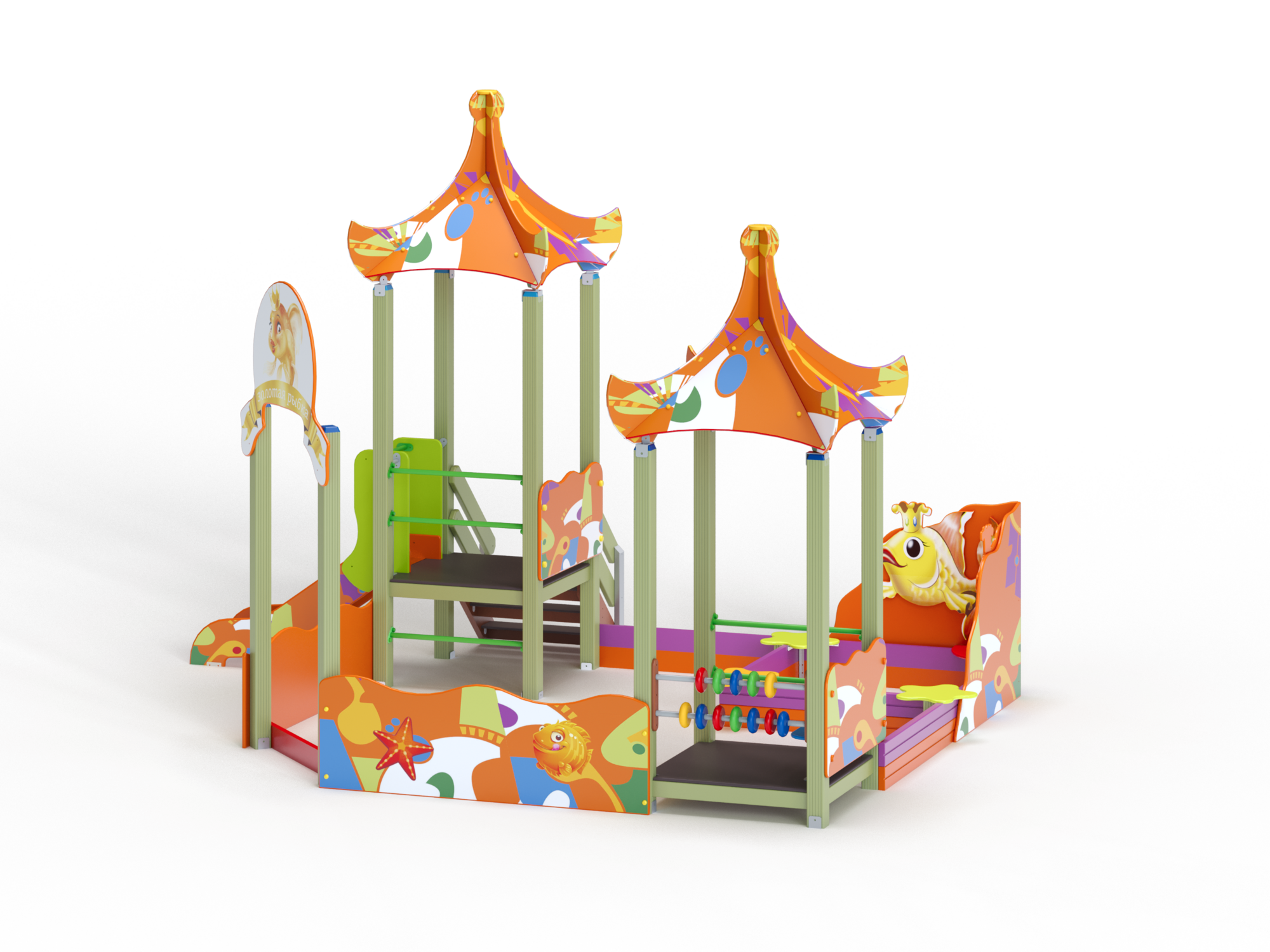 МФ 3.303 Песочный дворик Золотая рыбка с горкой Граффити