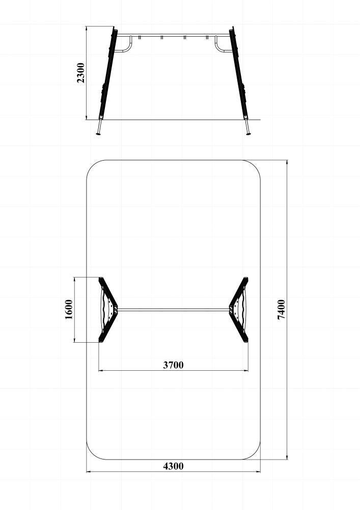 ДИО 1.10 Качели двойные (подвесы в комплект не входит)