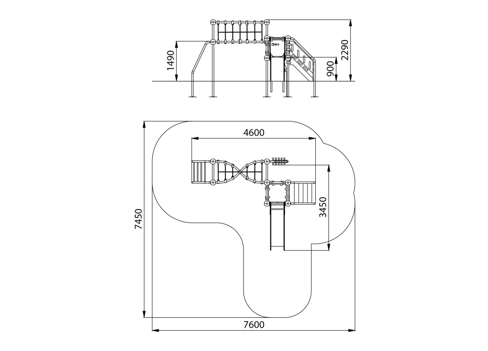 УК 7.503.11 Горка с подвесной сеткой цинк