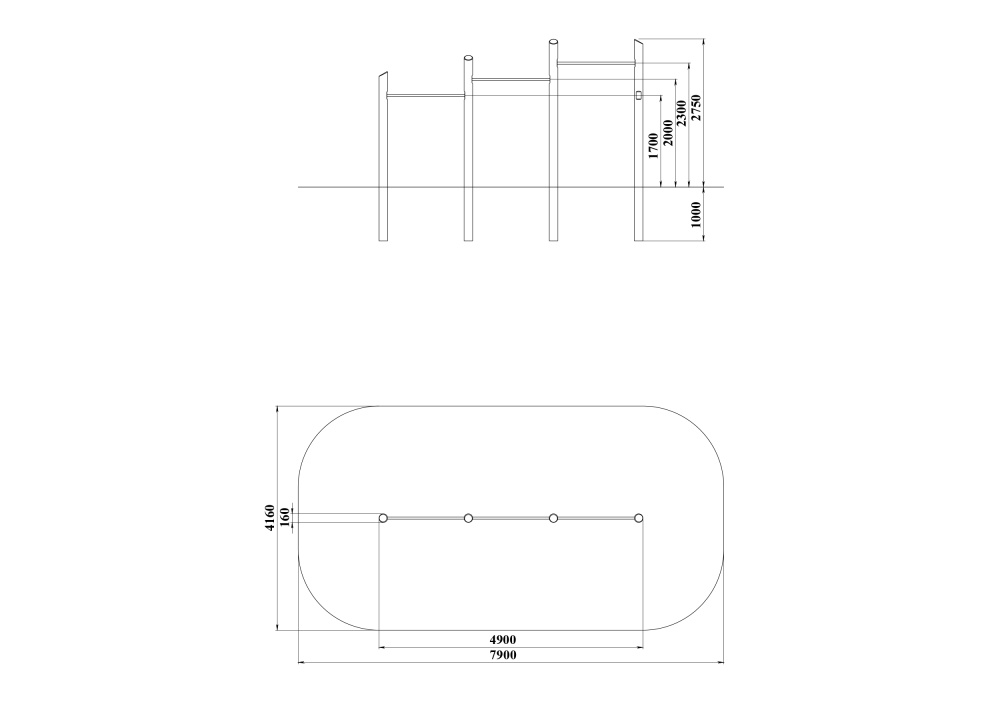 ДП 7.32 Турник тройной на бревнах